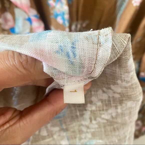 NWOT ZIMMERMANN 100% Linen Cassia Wrap Short Brown Floral Dress - Picture 8 of 9